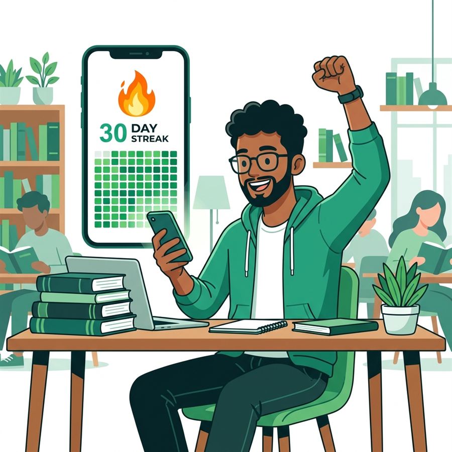 30-Day Study Streak & Activity Grid